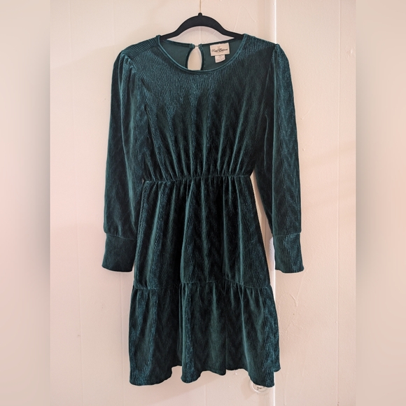 Rare Editions Teal Velvet Kids Dress/ Like New - Picture 1 of 14